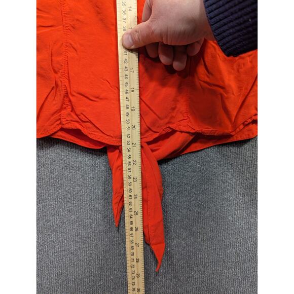 Maeve Anthropologie Tie Front Top Womens 6 Button Up Silky Red Orange Bright - Picture 7 of 9